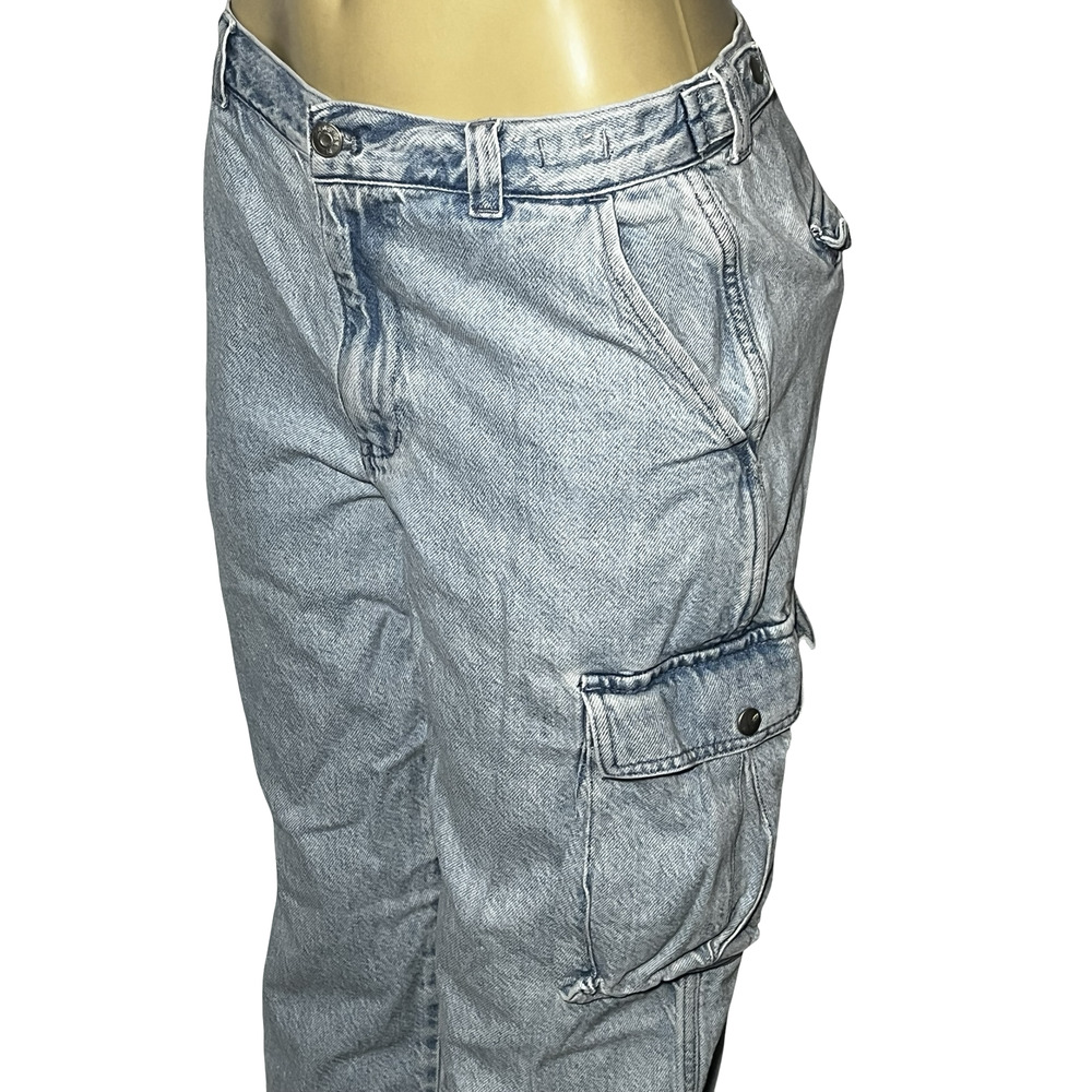 Madewell Jeans Womens 29 Light‎ Wash Blue Low-Slung Cargo Denim Tapered Leg - Picture 2 of 14